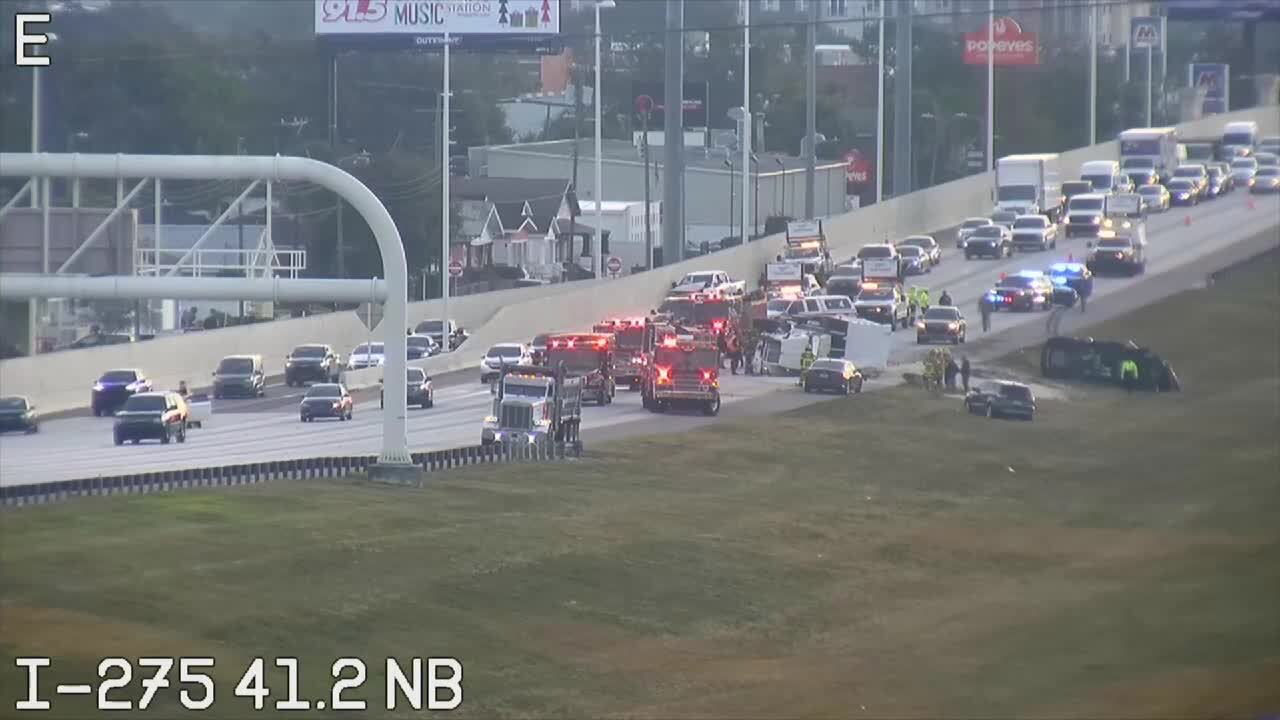 Crash causes dump truck to overturn, spill sand and fuel on highway: FHP