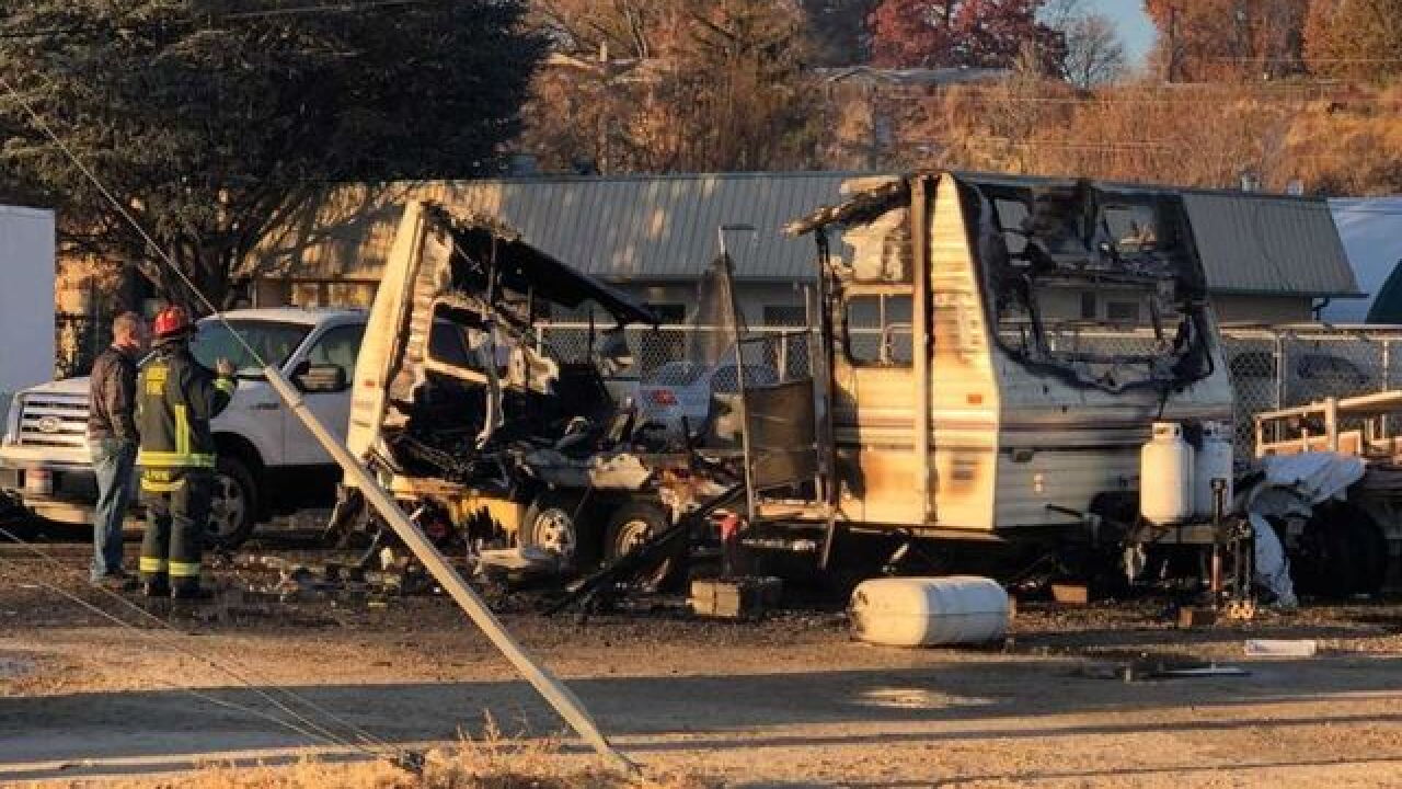 Trailer House Exploding Two injured in travel trailer explosion
