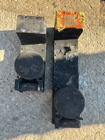 Cockpit Voice Recorder (left) and Flight Data Recorder (right) recovered from the wreckage of UPS Flight 2976, a MD-11F cargo aircraft that crashed near Louisville.