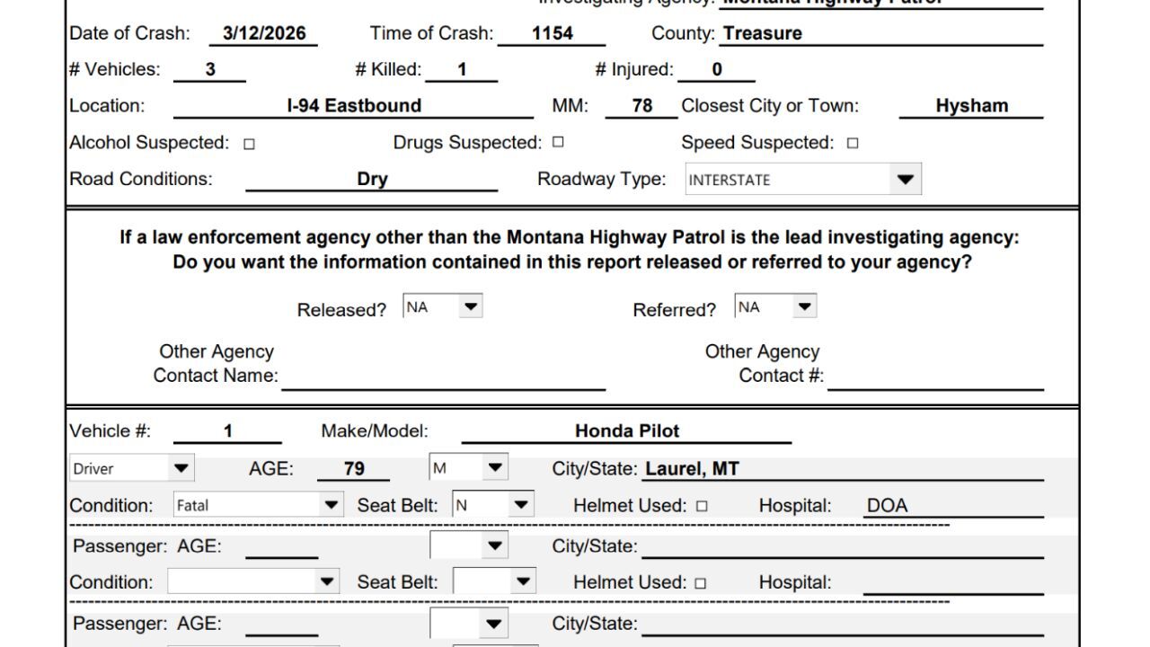 Man dies in crash during dust storm in Treasure County