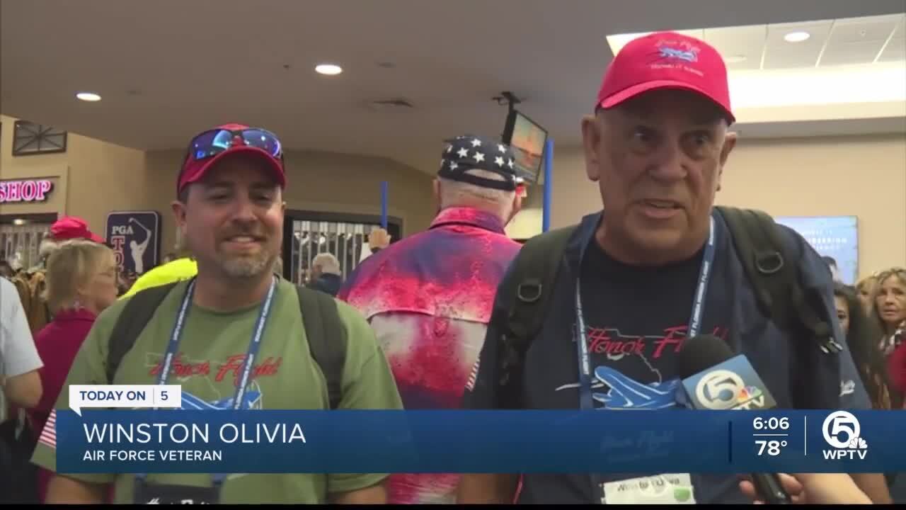 Winston Oliva (right), who served in Vietnam, said is was an "unbelievable" welcome back to PBIA. Sept. 17, 2023