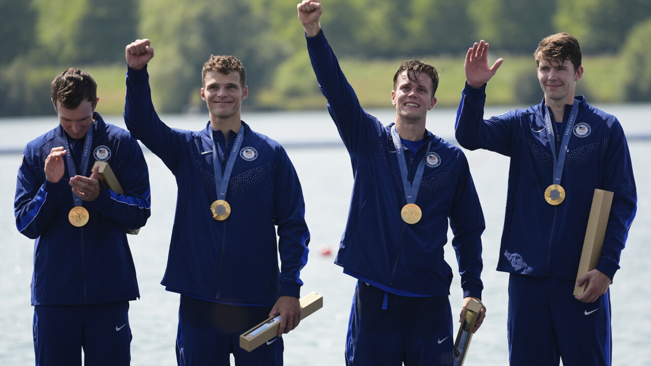 Nicholas Ruggiero Rowing US wins its first rowing Olympic gold medal in the men’s four class ...