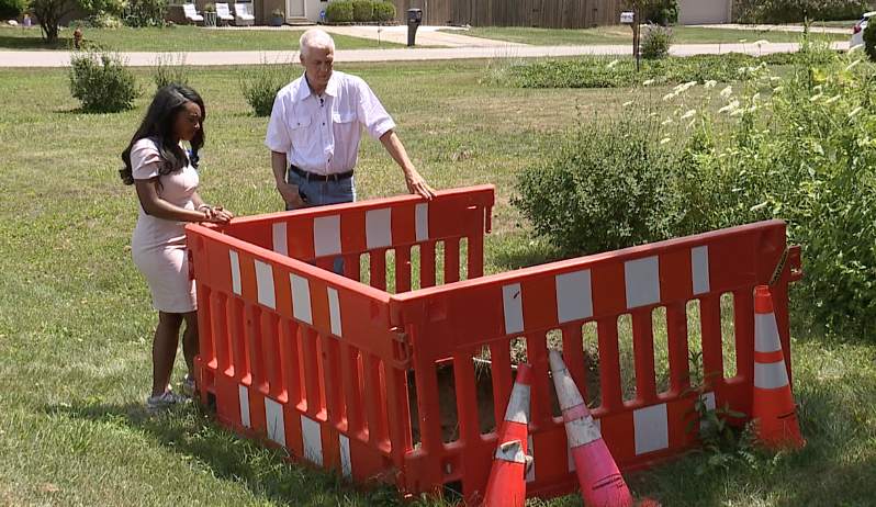 Farmington Hills homeowner hole in front yard he says consumers energy dug and left behind