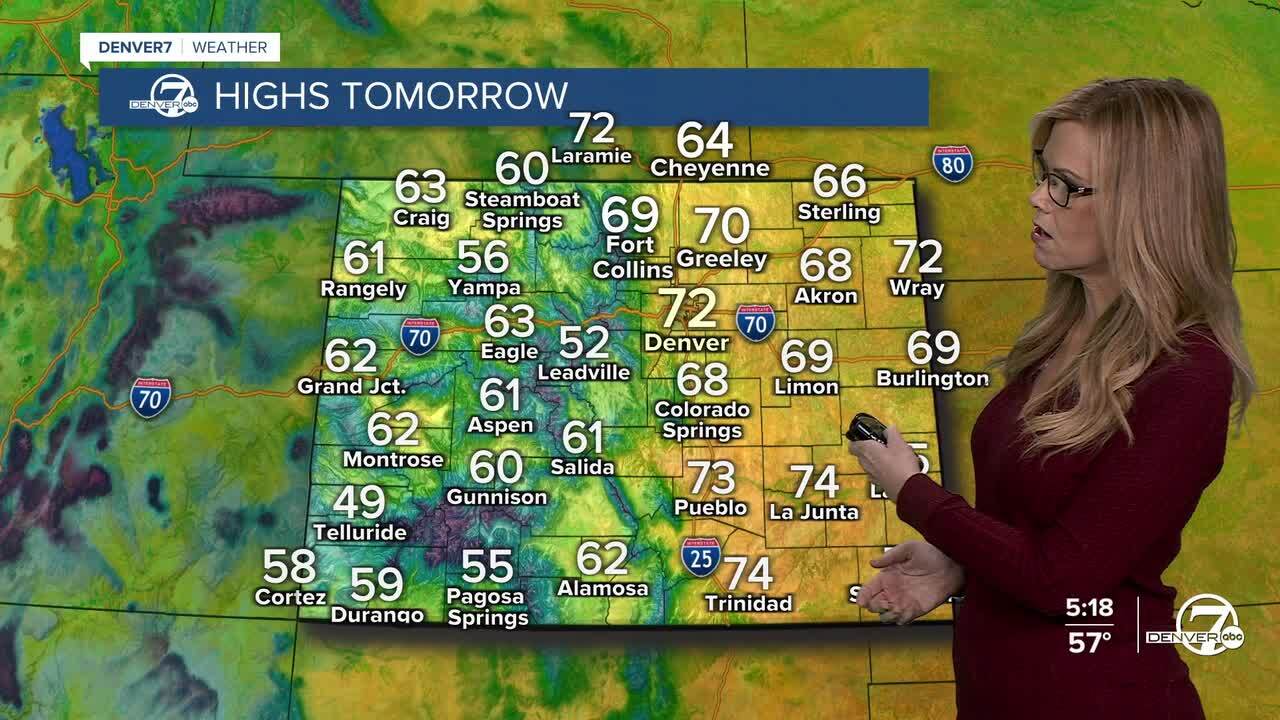 Highs on Sunday statewide