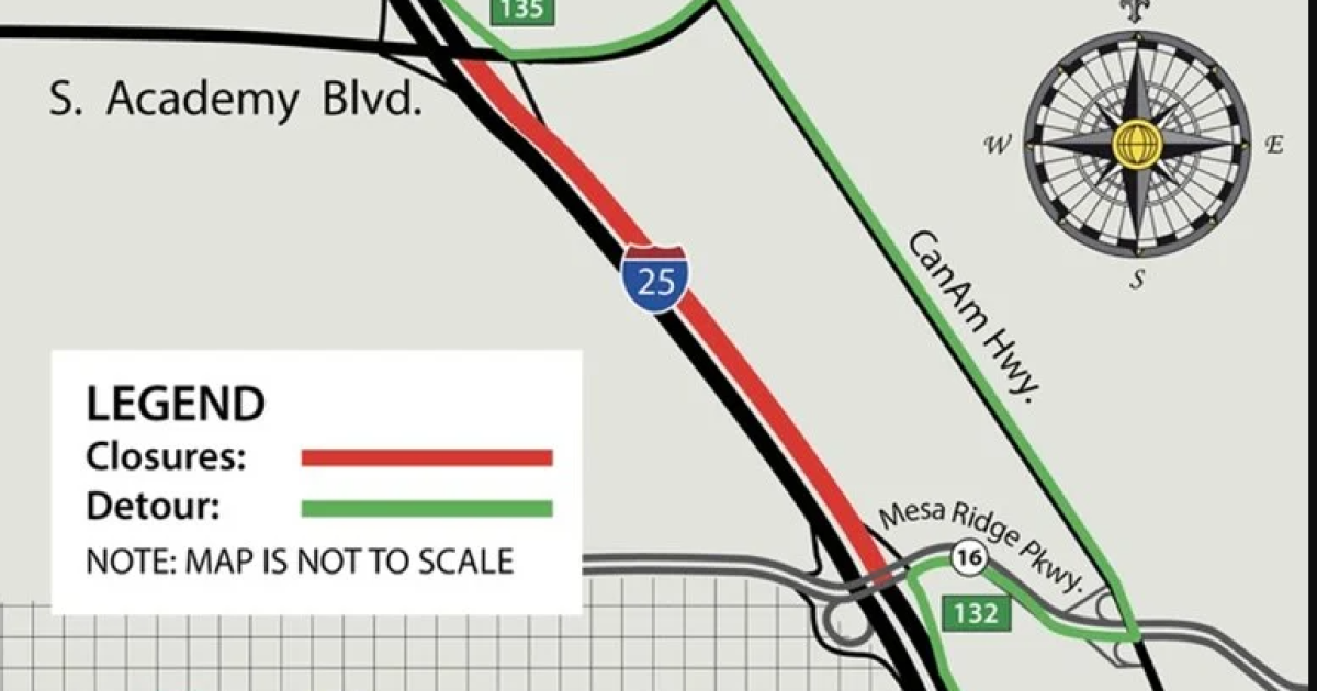 Temporary closure northbound on I-25 between Mesa Ridge Pkwy. & S ...