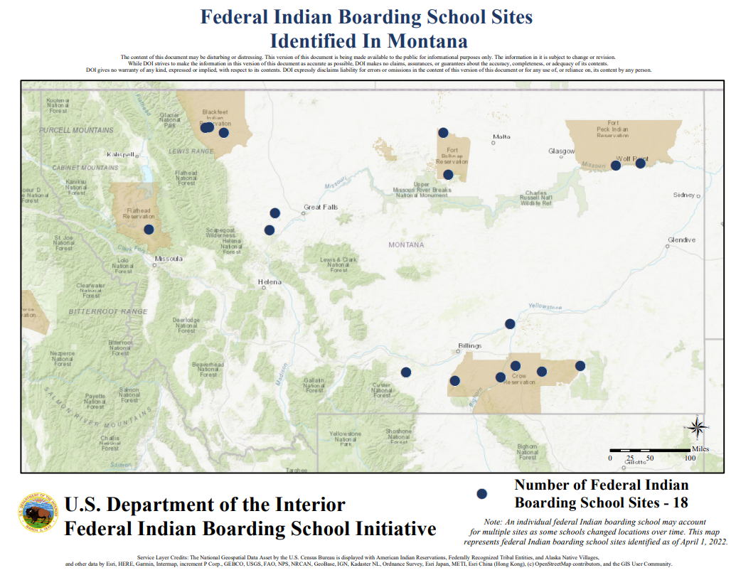 Federal Indian Boarding School Map - Montana