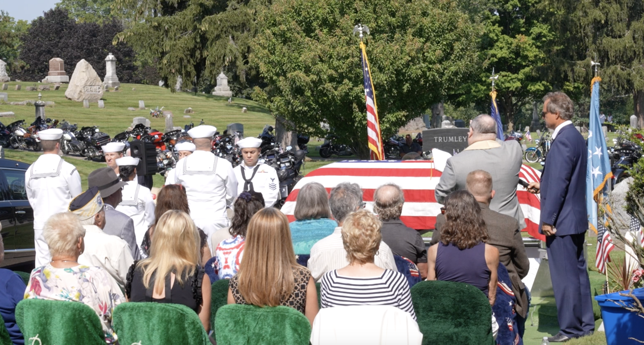 Prayer being said at Francis Charles Flaherty's funeral