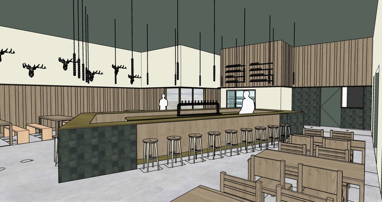 Rendering of the inside of Wren Südhalle.