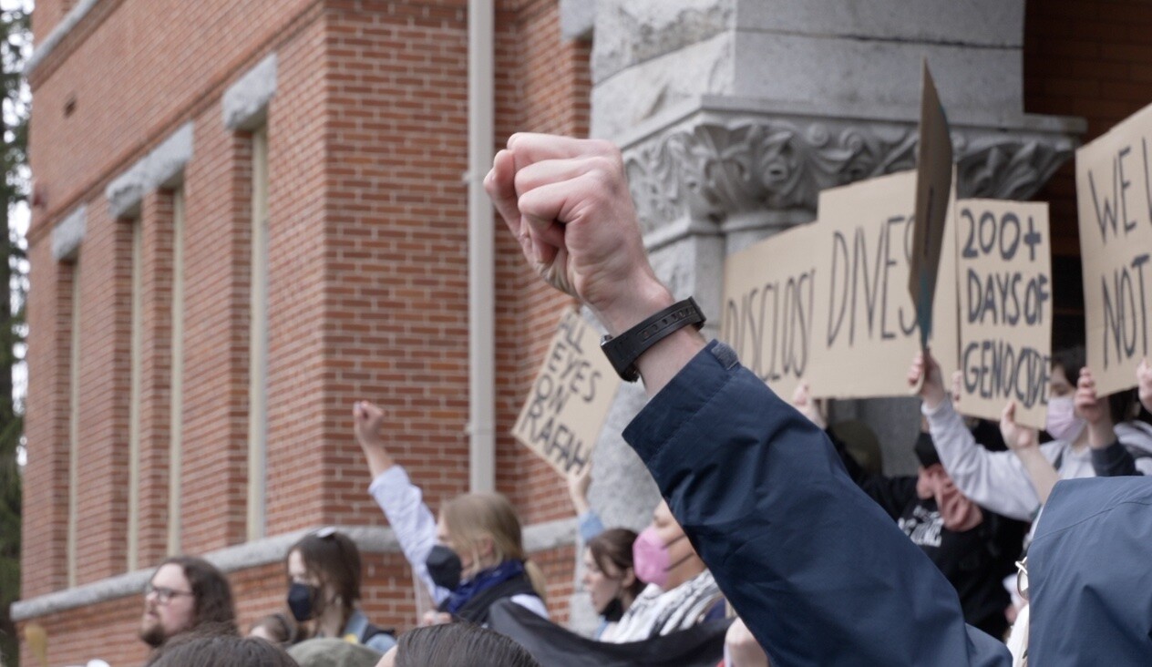 UM PROTEST FIST FOR GAZA