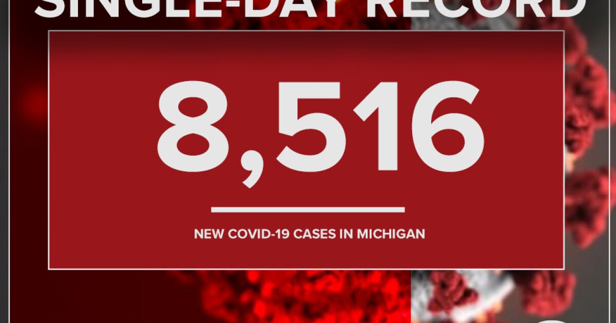 Michigan sets yet another oneday record with 8,516 new COVID19 cases