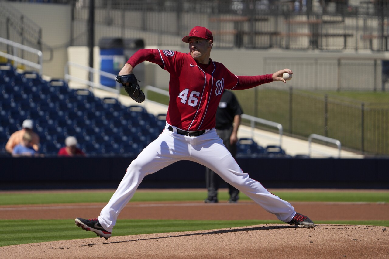 Washington Nationals pitcher Patrick Corbin in first inning vs. St. Louis Cardinals, Feb. 28, 2023