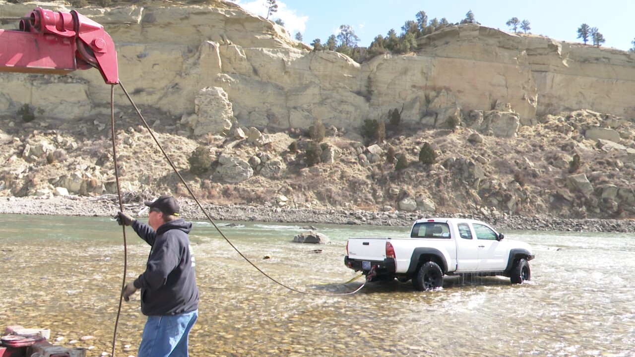 Towing truck out of Yellowstone River