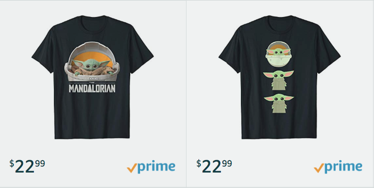 Baby Yoda Amazon t-shirts