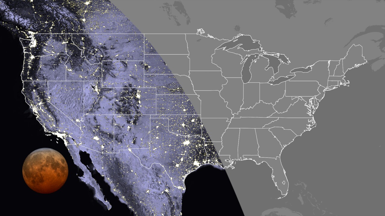 2021 Super Flower Blood Moon Lunar Eclipse Viewing Map