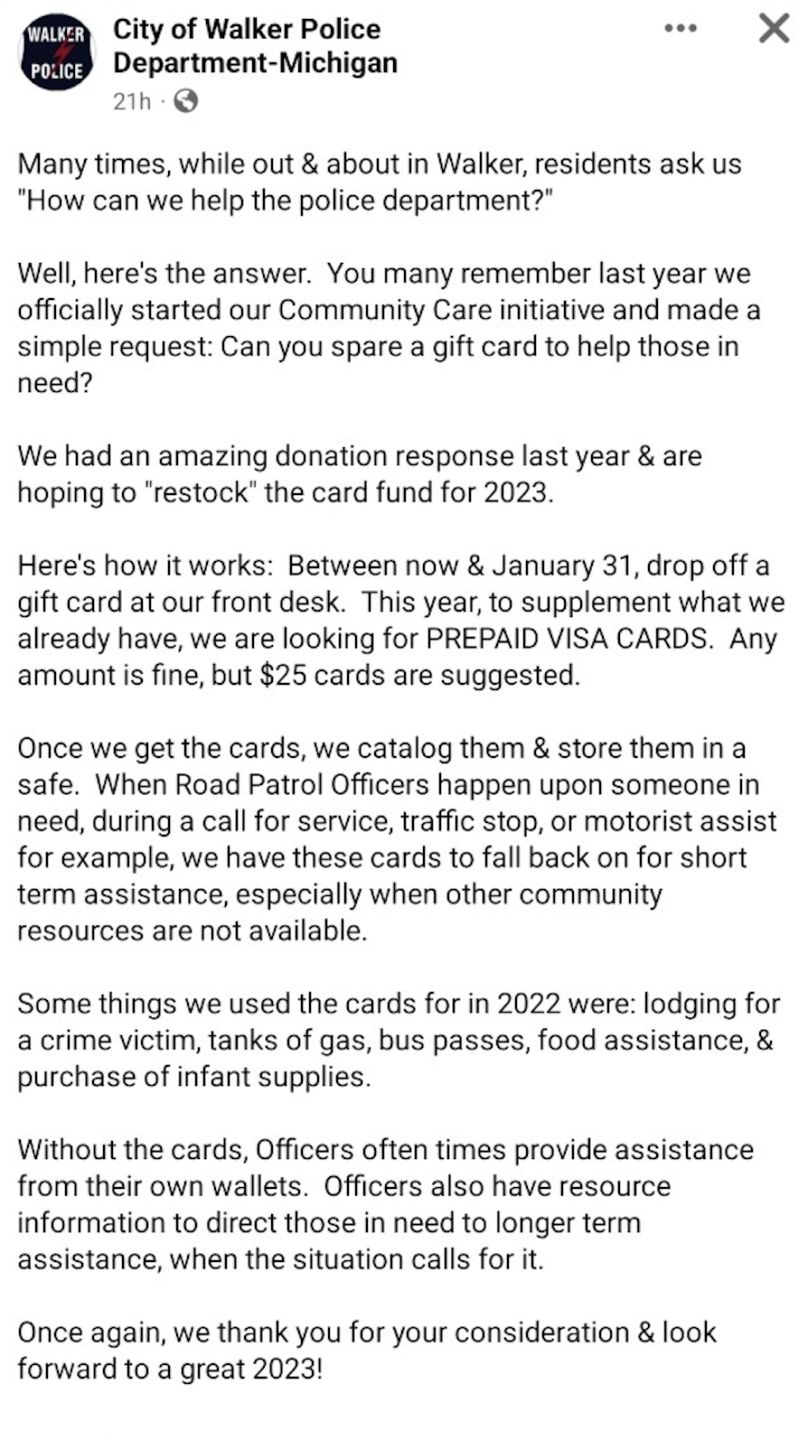 Walker Police Department Community Care Initiative