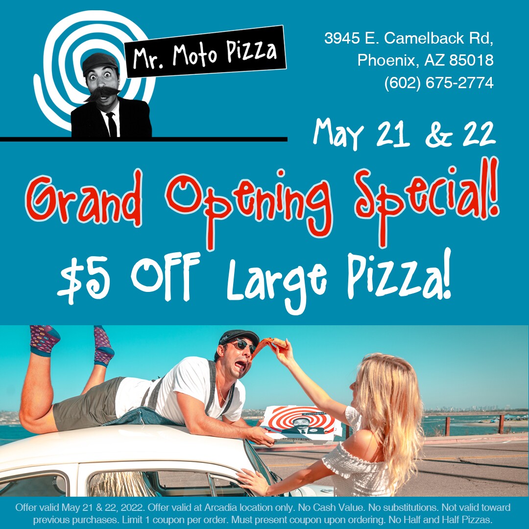 Present this coupon during the Opening Weekend for $5 off a large pizza!