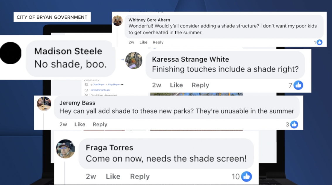 New playground opens in Bryan, but parents raise concerns over lack of shade structures