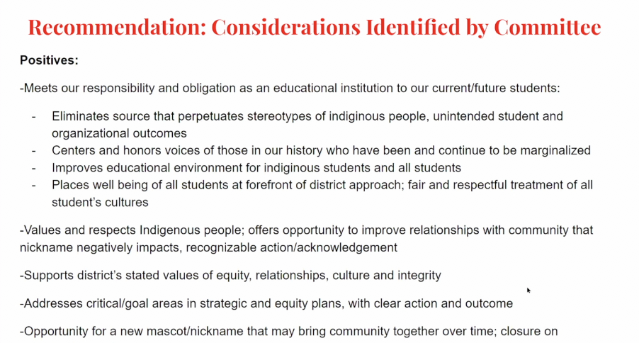 Pros of changing the Okemos Chieftains name