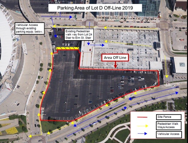 Bengals parking and Lot D construction.