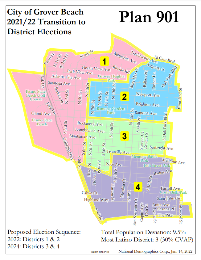 Grover Beach City Council Districts. Available here: https://www.grover.org/DocumentCenter/View/12346/Plan-901-Map