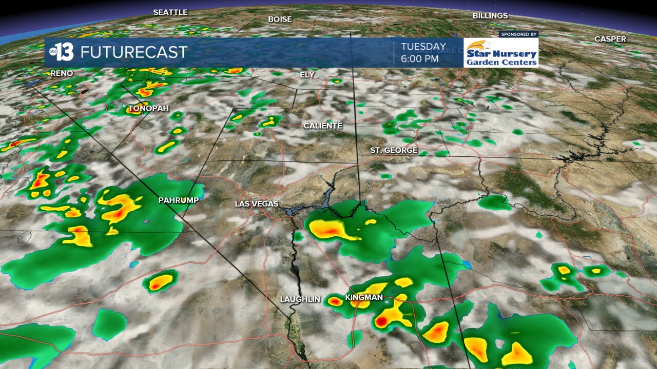 Spotty storms on Tuesday