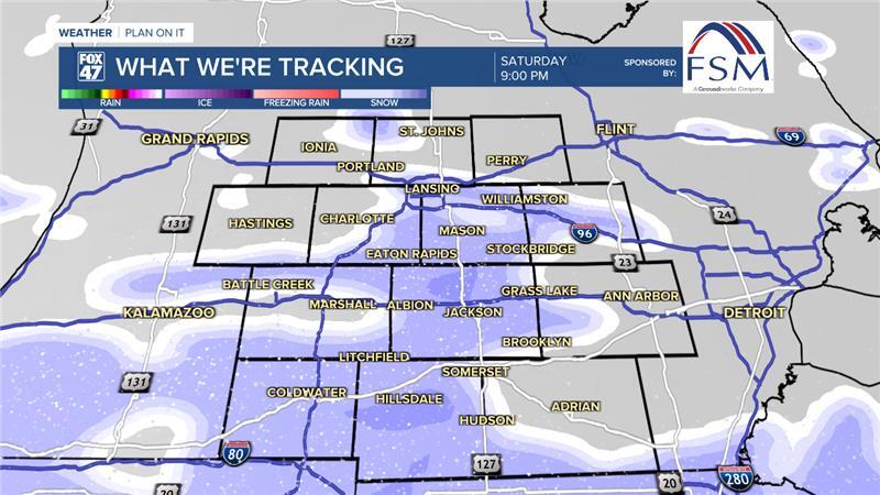 Snowfall arrives Saturday evening with light accumulations possible