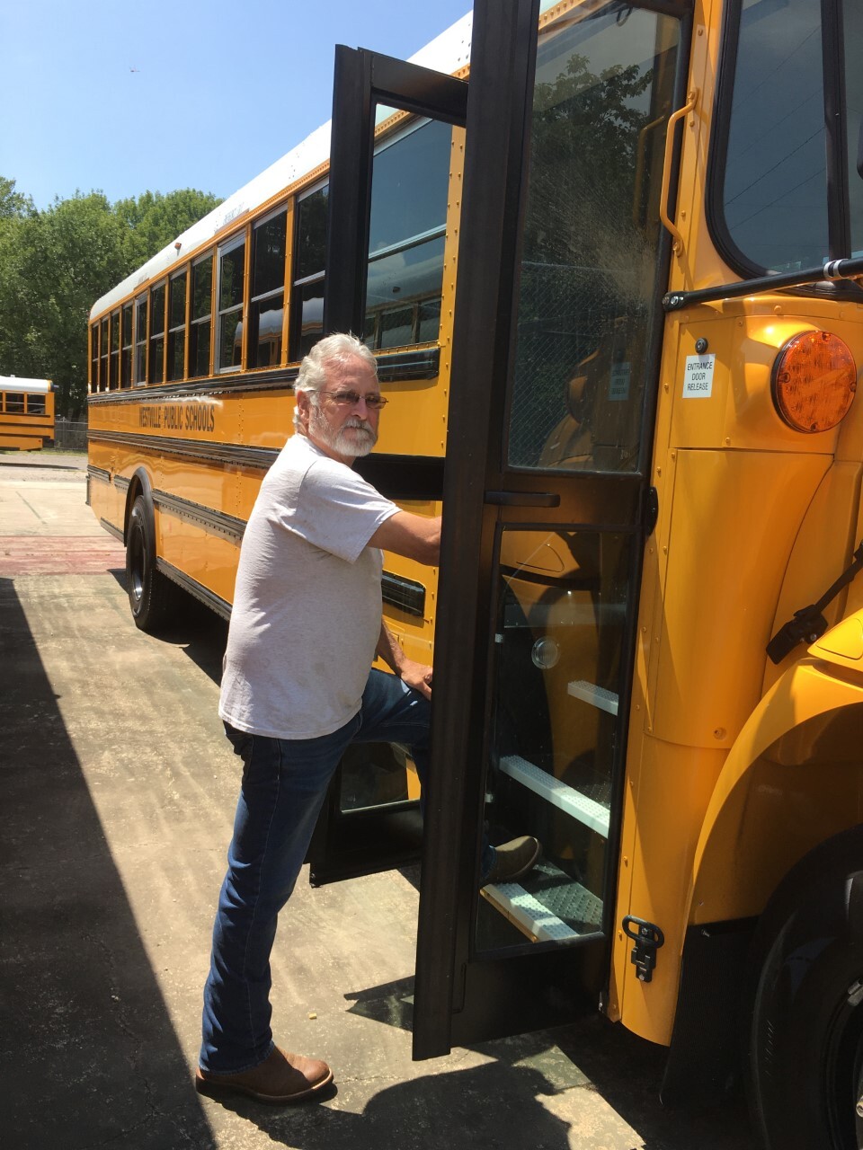 Steve Weaver at Westville Public Schools Bus Barn.