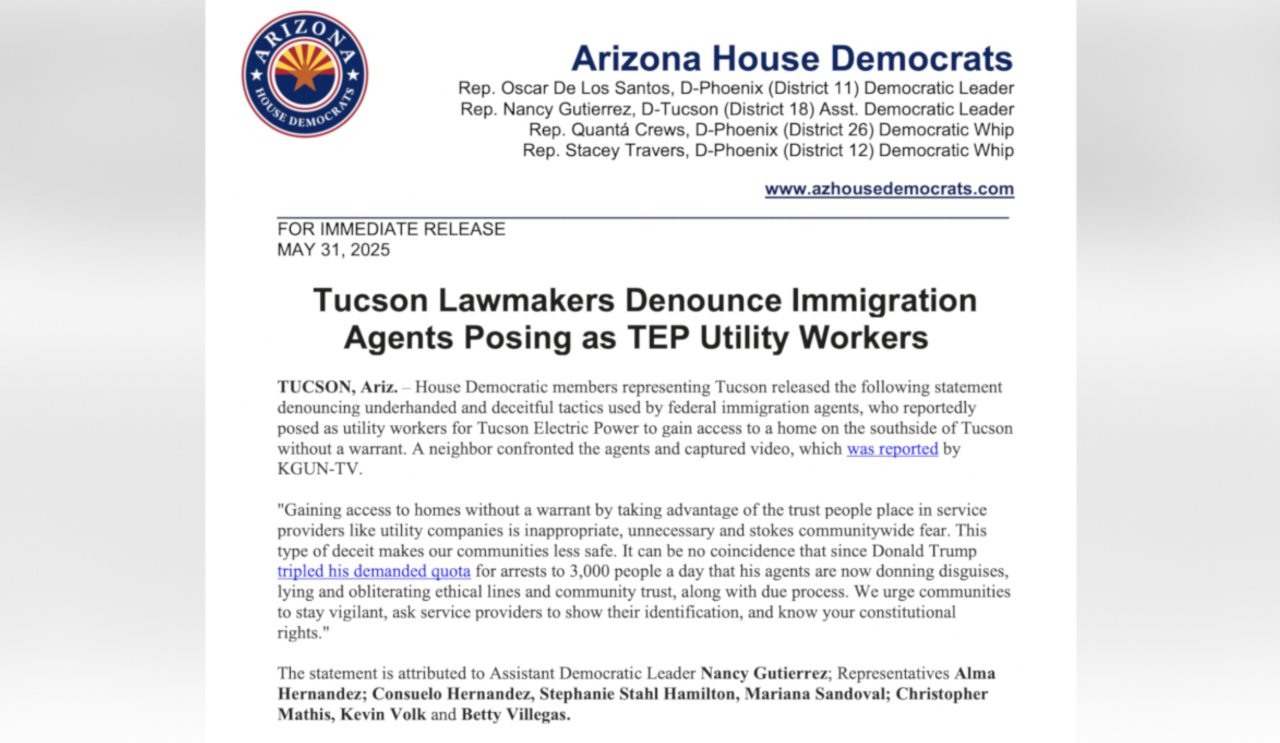 PRESS RELEASE AZ HOUSE DEMS