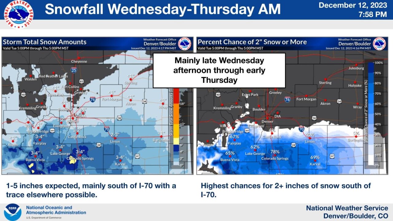 Snowfall expected NWS Boulder 12-12-23