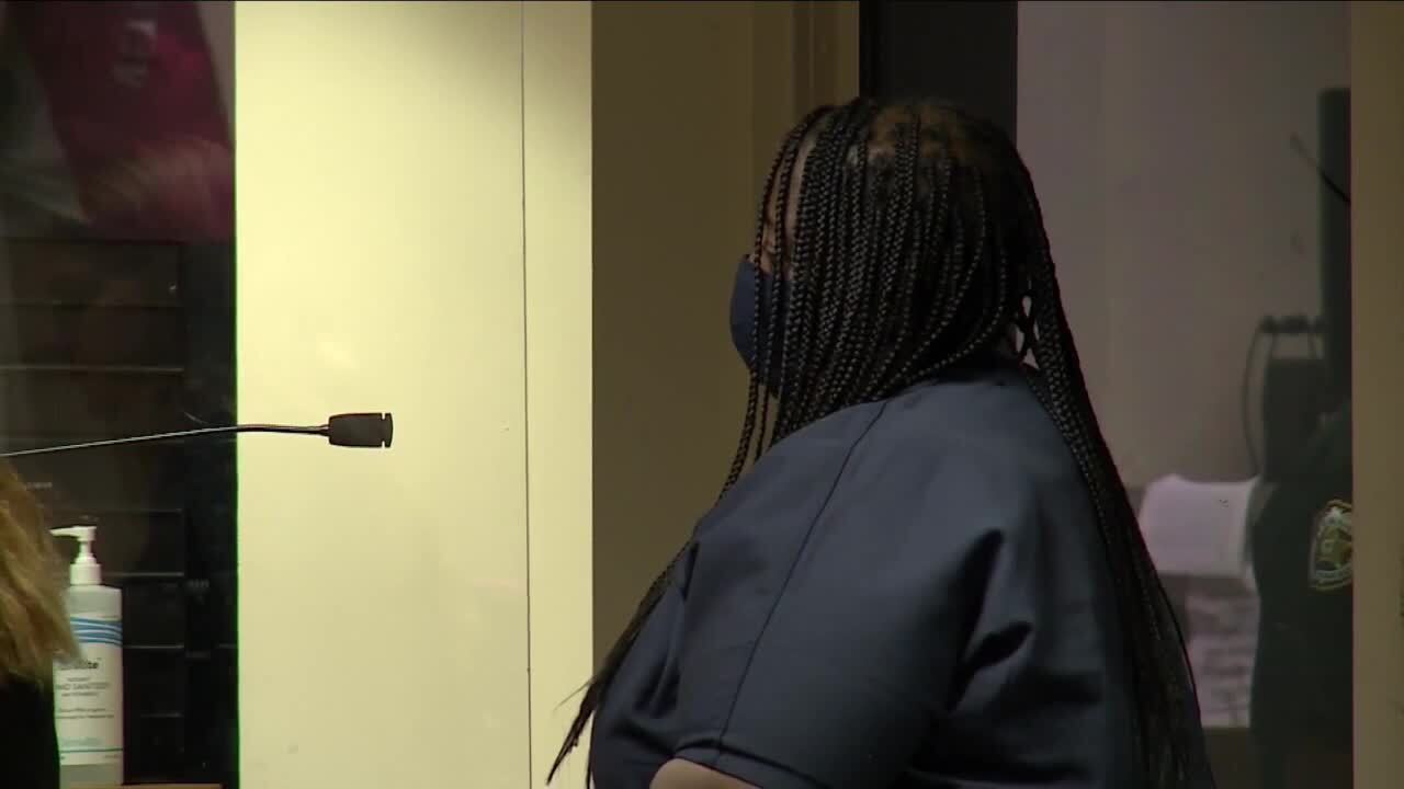 Priscilla Carter, case worker at Palm Beach Central High School, in court, July 25, 2023