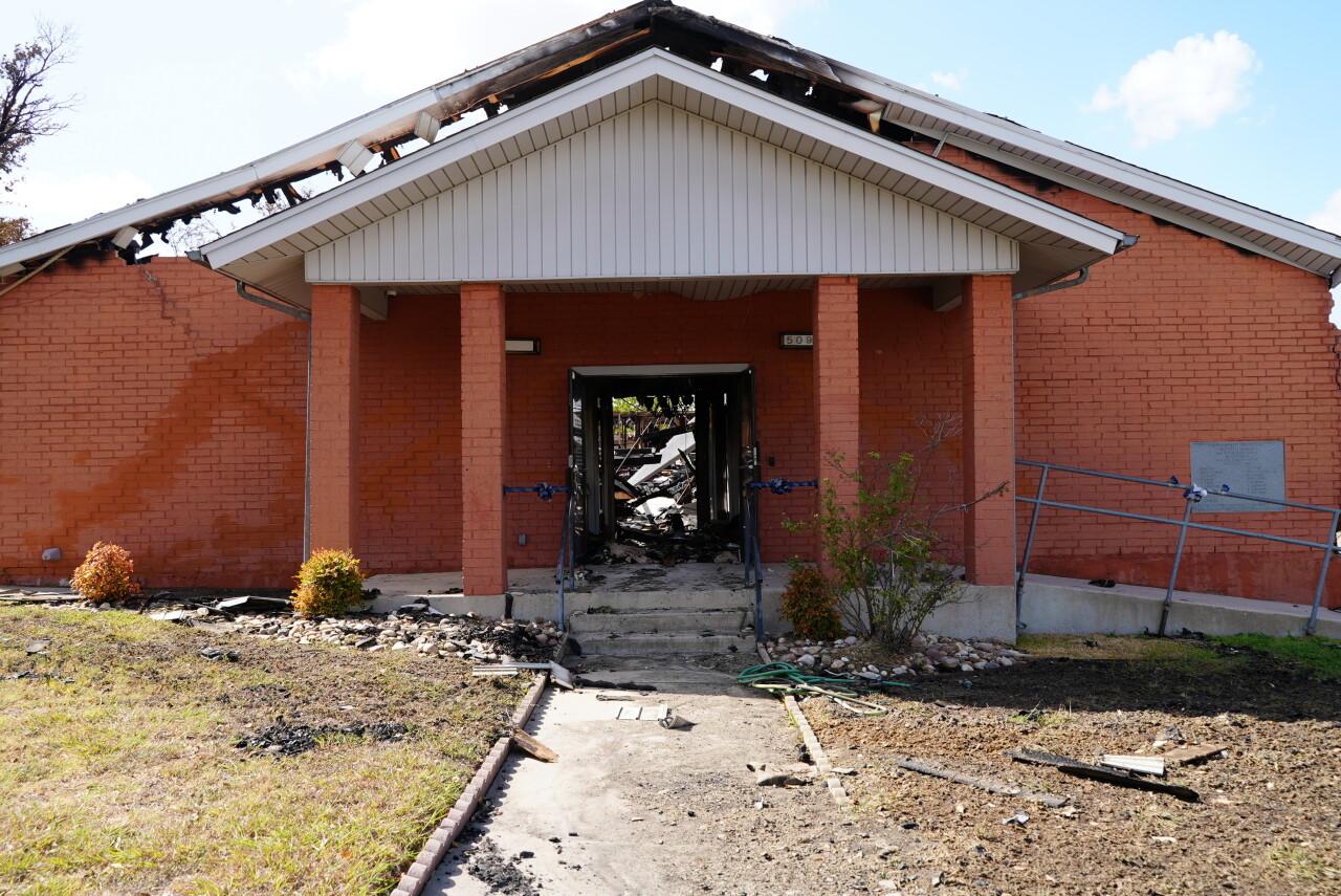 Simmonsville Missionary Baptist Church after a fire