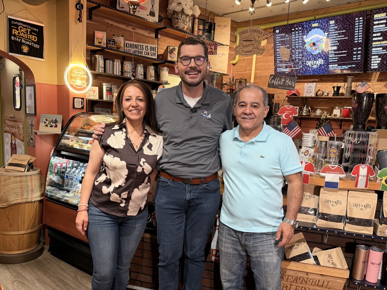 Cafe de Arts owners with Brendan Johnson