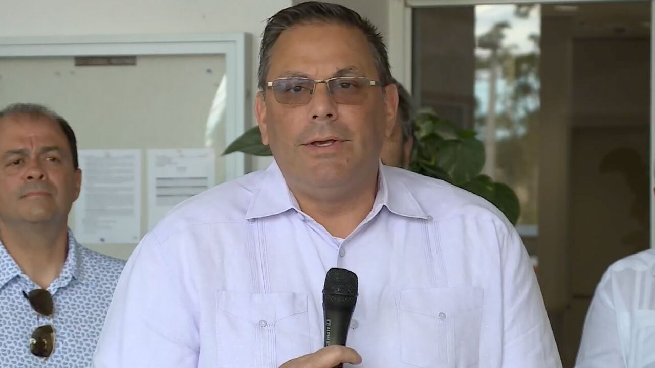 Julio Fuentes, president of the Florida State Hispanic Chamber of Commerce, speaks about importance of voting at Greenacres event held on March 4, 2022