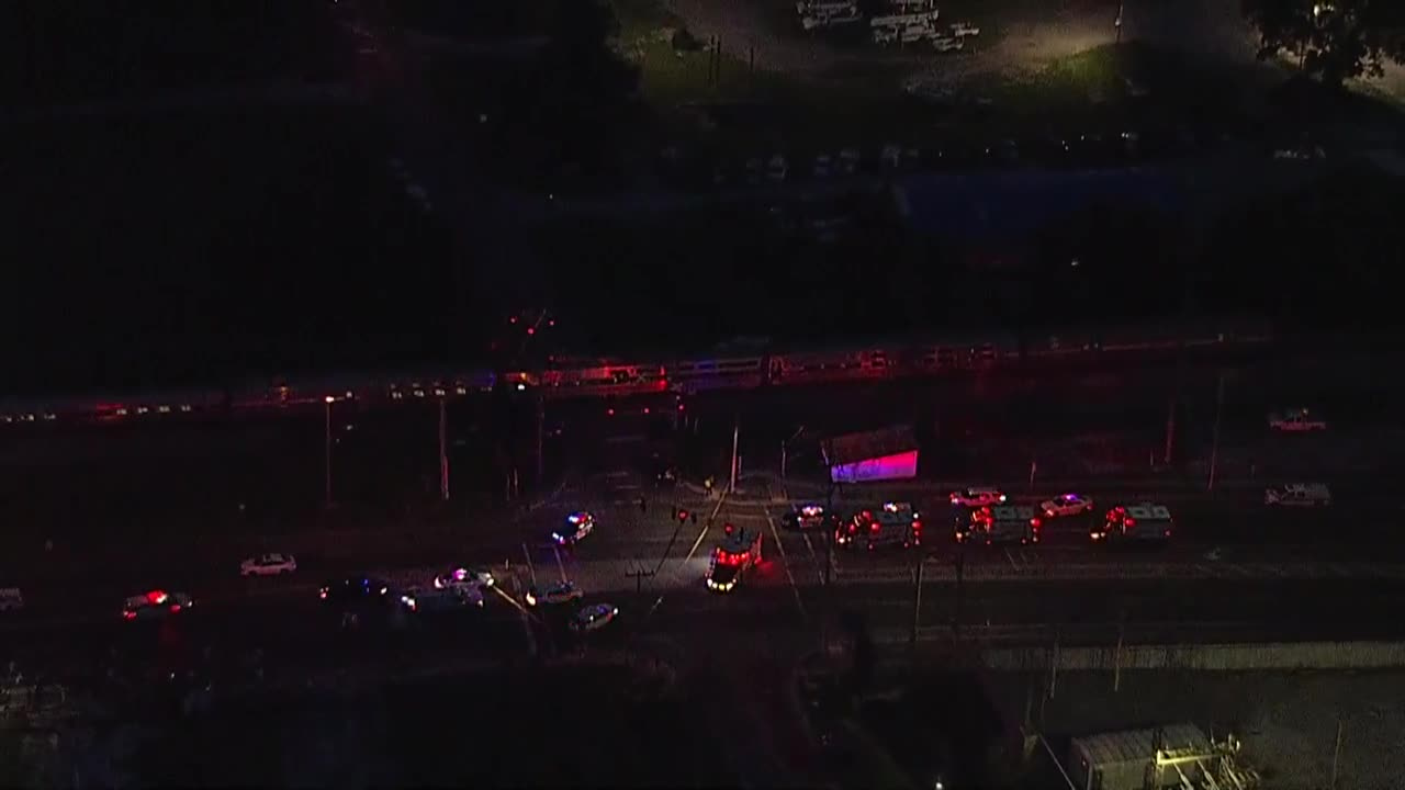 Amtrak train derailment wide view, July 14, 2023