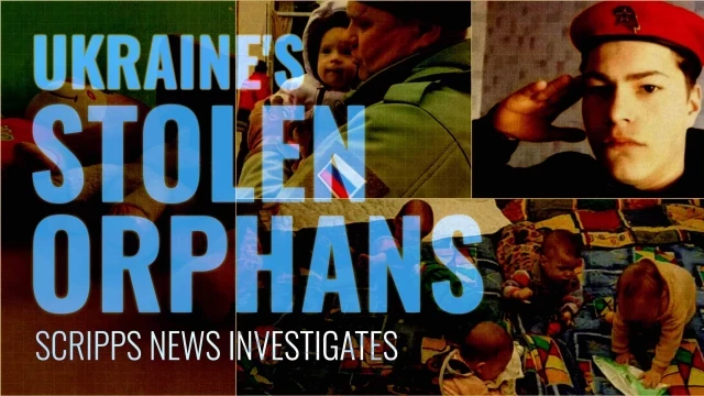 A Scripps News graphic for the Stolen Orphans series