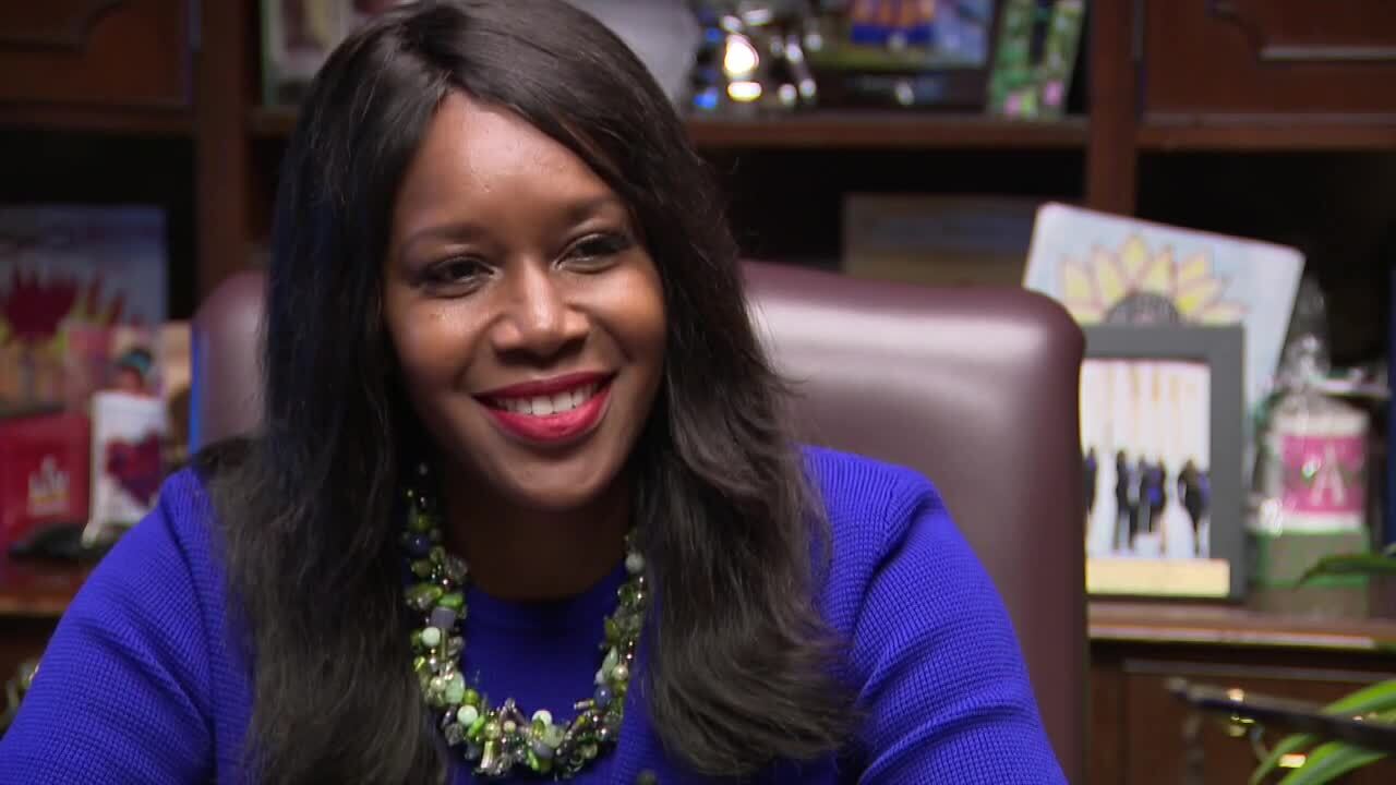 Sia Baker-Barnes smiles from her office as she speaks about being president-elect designate of Florida Bar, Dec. 20, 2023