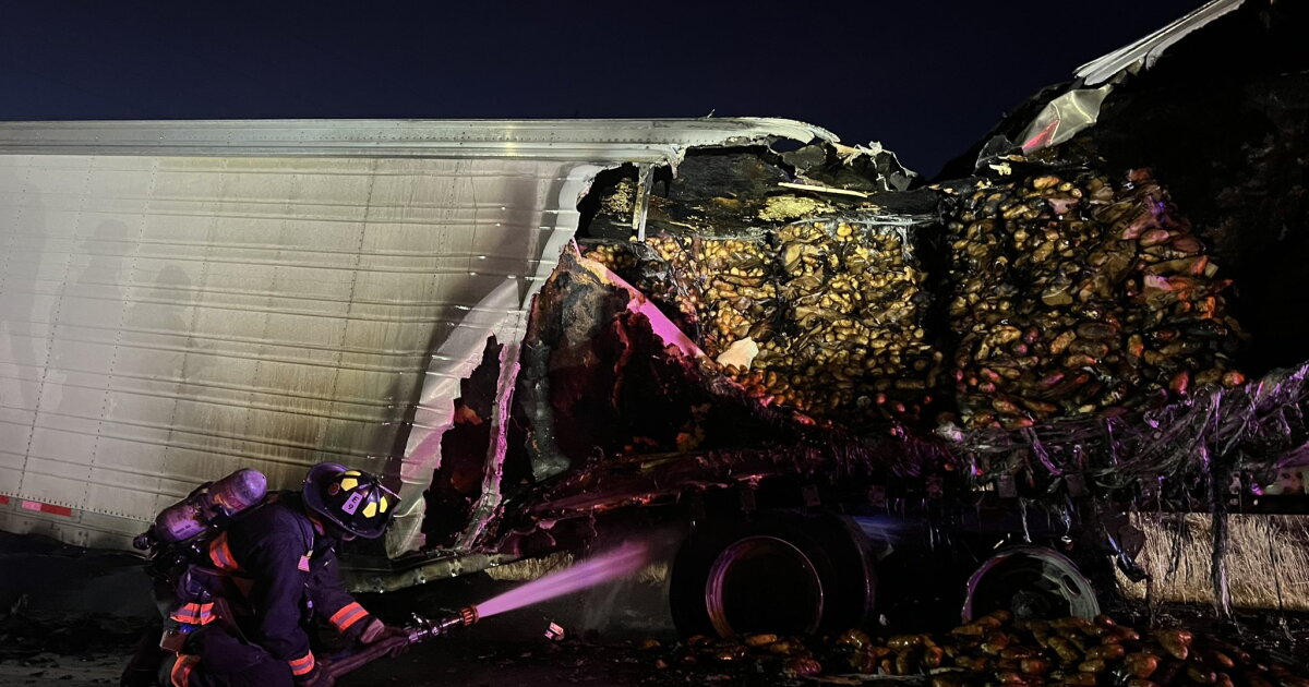 Once baked? Potatoes tumble out of semitruck after fire on NB Hwy. 285 - Vimarsana News
