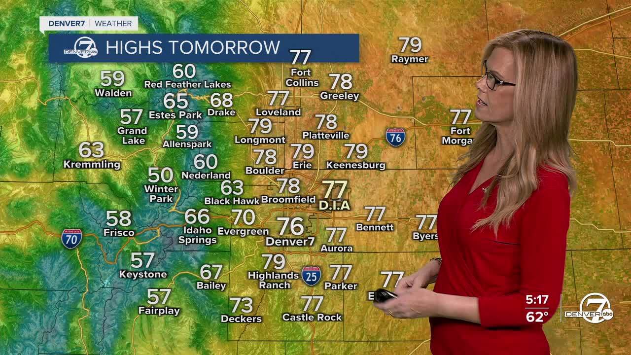 Highs on Sunday for the Front Range