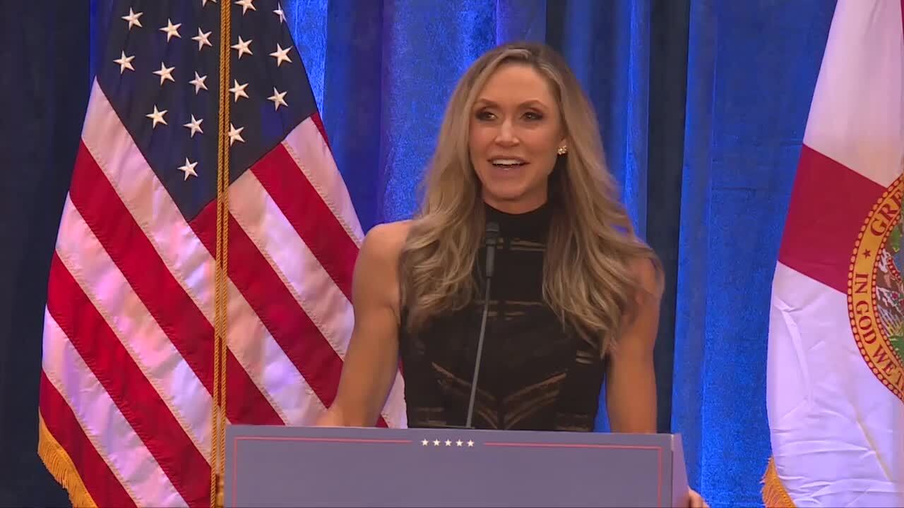 Lara Trump speaks at 'Make America Great Again' rally in Palm Beach Gardens