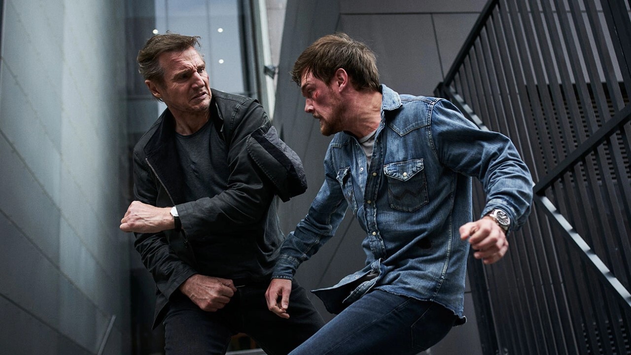 Liam Neeson fights in scene from 'Blacklight'
