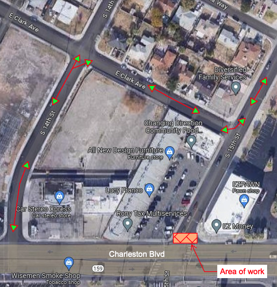 15th Street, Charleston Boulevard road work closures