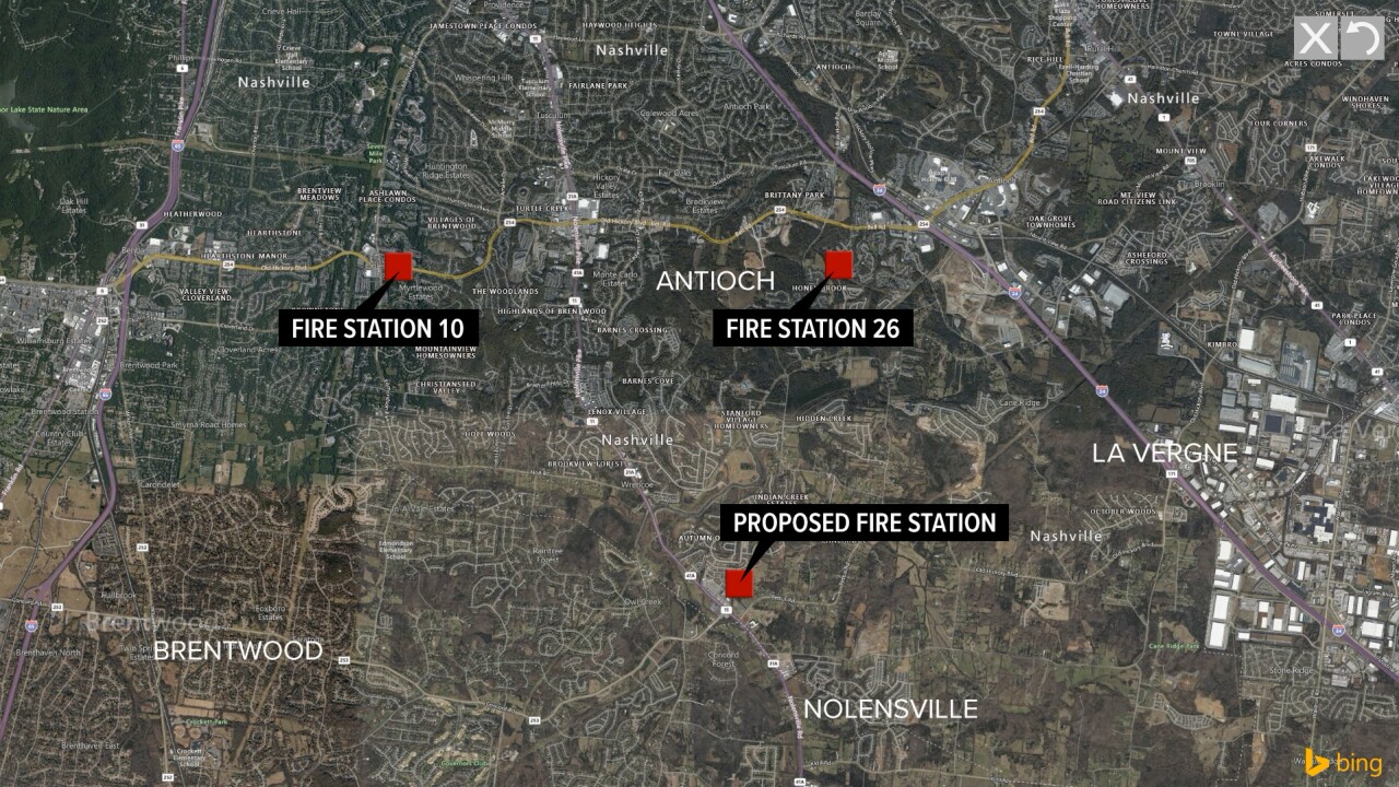 The two fire stations nearest to a proposed new fire station are five miles away.