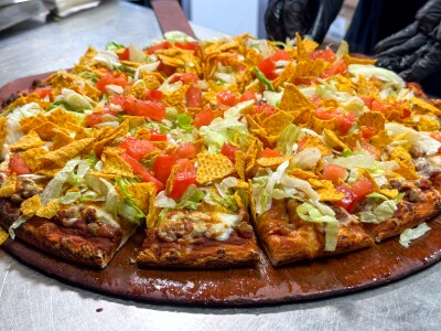 Taco-Joe at Happy Joe's Pizza and Ice Cream. 