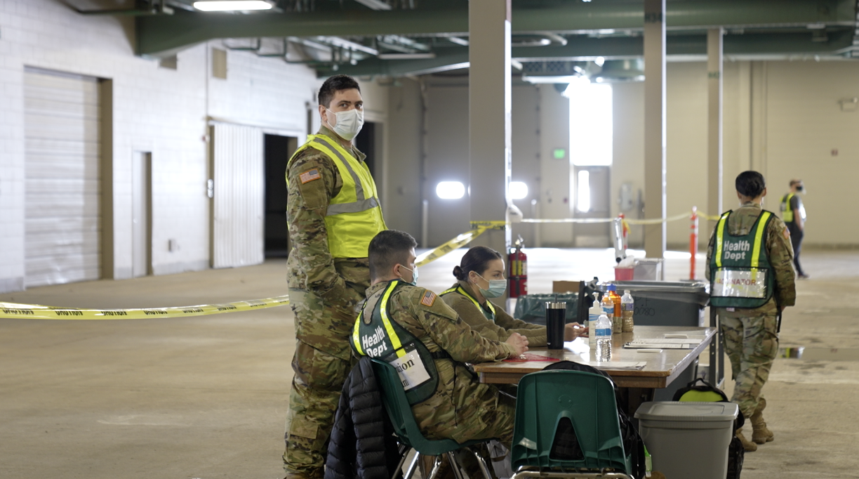 National Guard volunteers at the Ingham County Health Dept. vaccination site