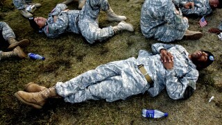 U.S. Army soldiers get some sleep 