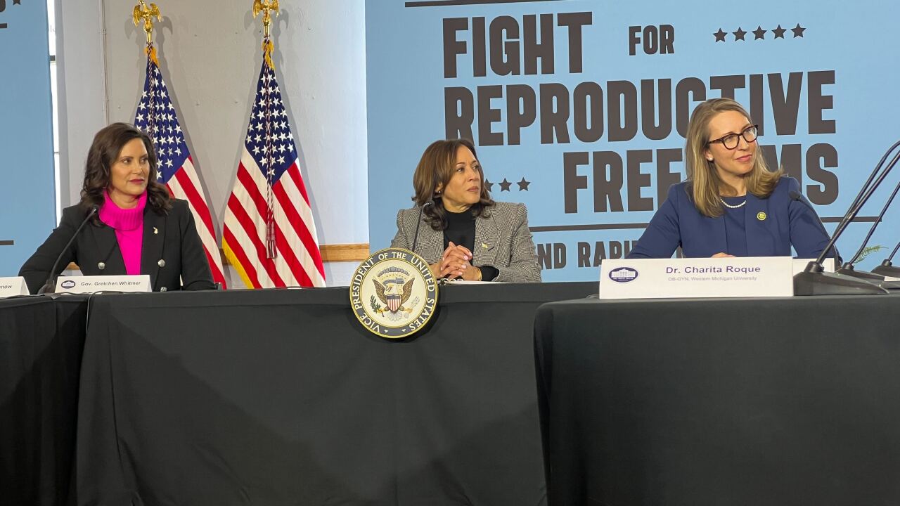 VP Kamala Harris hosts roundtable discussion on reproductive rights in Grand Rapids