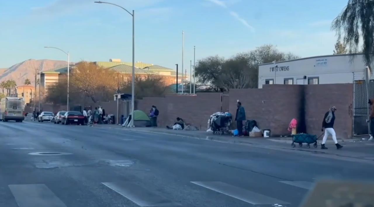 A homeless encampment in Las Vegas