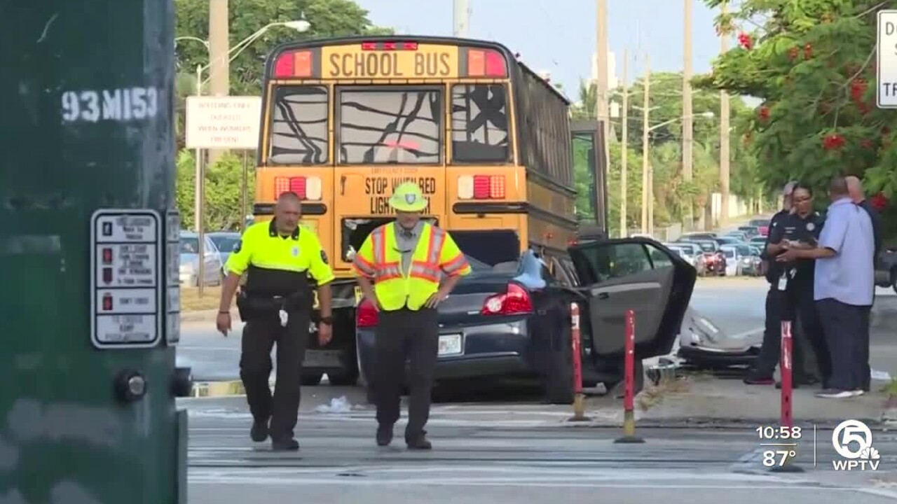 A crash involving a Palm Beach County school bus on 6th Avenue South in Lake Worth Beach on Aug. 10, 2022.jpg