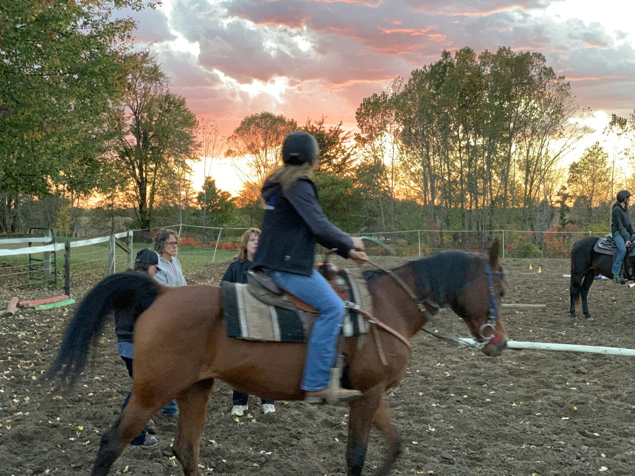 Hopkins equestrian team practices for the state meet