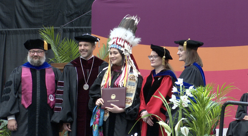 Lily Gladstone receiving her honorary doctorate, Missoula